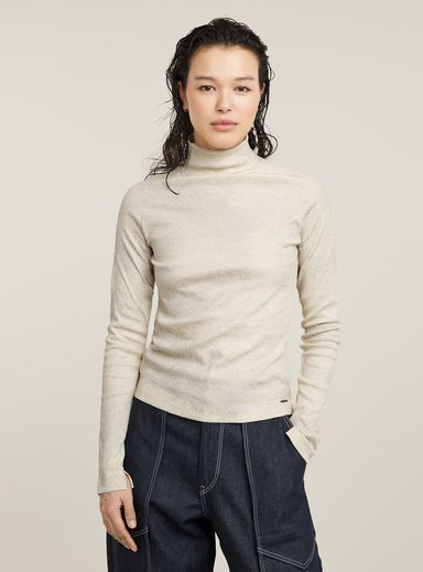Coated Slim Rib Mock Top
